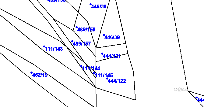 Parcela st. 444/121 v KÚ Lhota Rapotina, Katastrální mapa