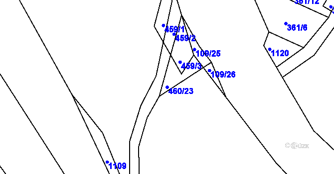 Parcela st. 460/23 v KÚ Lhota Rapotina, Katastrální mapa