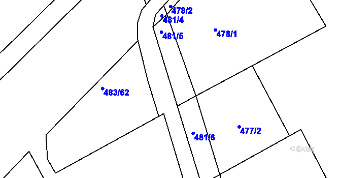 Parcela st. 482/3 v KÚ Lhota Rapotina, Katastrální mapa