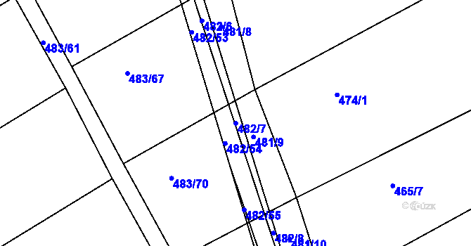Parcela st. 482/7 v KÚ Lhota Rapotina, Katastrální mapa