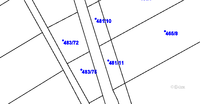 Parcela st. 482/9 v KÚ Lhota Rapotina, Katastrální mapa