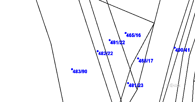 Parcela st. 482/22 v KÚ Lhota Rapotina, Katastrální mapa