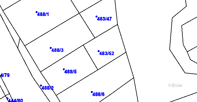 Parcela st. 483/52 v KÚ Lhota Rapotina, Katastrální mapa