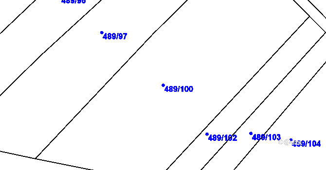 Parcela st. 489/100 v KÚ Lhota Rapotina, Katastrální mapa