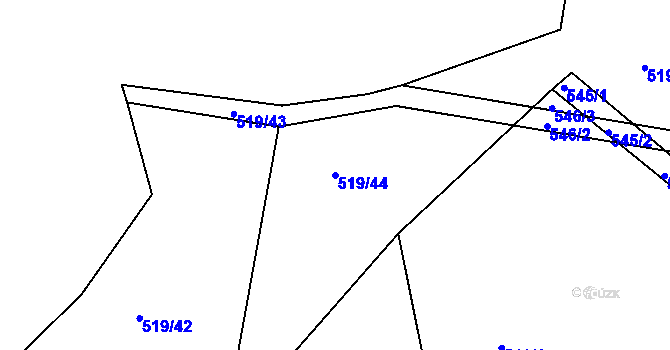 Parcela st. 519/44 v KÚ Lhota Rapotina, Katastrální mapa