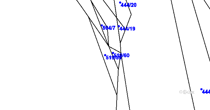Parcela st. 519/59 v KÚ Lhota Rapotina, Katastrální mapa