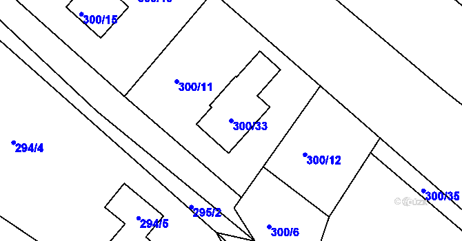 Parcela st. 300/33 v KÚ Lhota Rapotina, Katastrální mapa