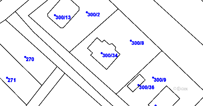 Parcela st. 300/34 v KÚ Lhota Rapotina, Katastrální mapa