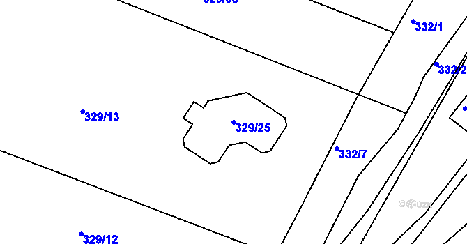 Parcela st. 329/25 v KÚ Lhota Rapotina, Katastrální mapa
