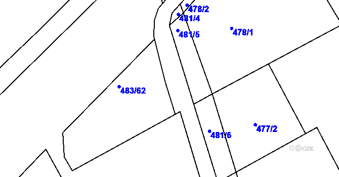 Parcela st. 483/100 v KÚ Lhota Rapotina, Katastrální mapa