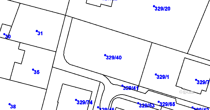Parcela st. 329/40 v KÚ Lhota Rapotina, Katastrální mapa