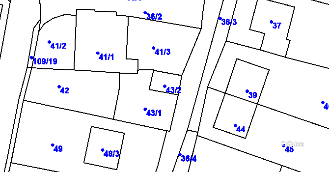 Parcela st. 43/2 v KÚ Lhota Rapotina, Katastrální mapa