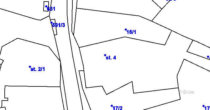 Parcela st. 4 v KÚ Lhota u Choryně, Katastrální mapa