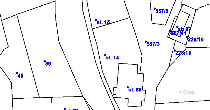 Parcela st. 14 v KÚ Lhota u Choryně, Katastrální mapa