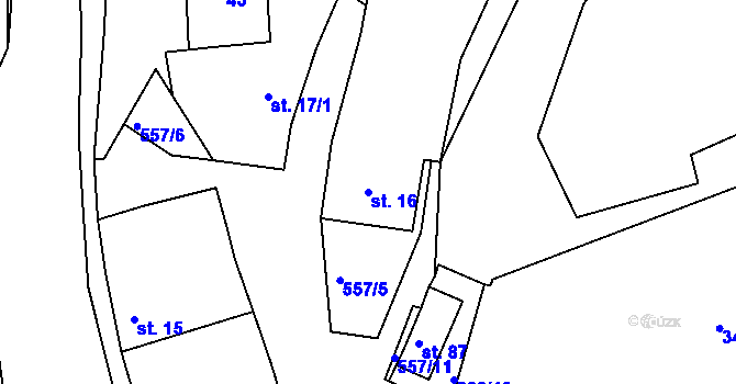 Parcela st. 16 v KÚ Lhota u Choryně, Katastrální mapa