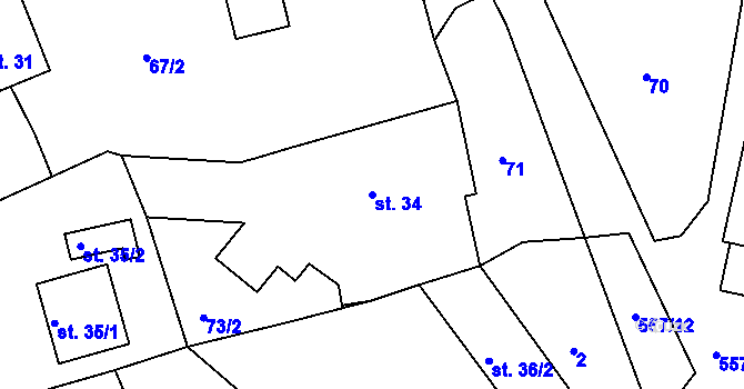 Parcela st. 34 v KÚ Lhota u Choryně, Katastrální mapa