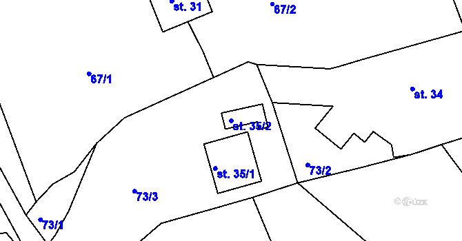 Parcela st. 35/2 v KÚ Lhota u Choryně, Katastrální mapa