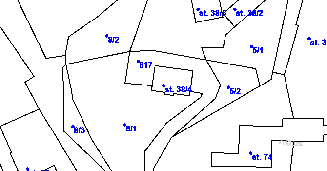 Parcela st. 38/4 v KÚ Lhota u Choryně, Katastrální mapa