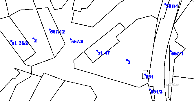 Parcela st. 47 v KÚ Lhota u Choryně, Katastrální mapa