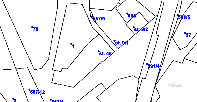 Parcela st. 48 v KÚ Lhota u Choryně, Katastrální mapa