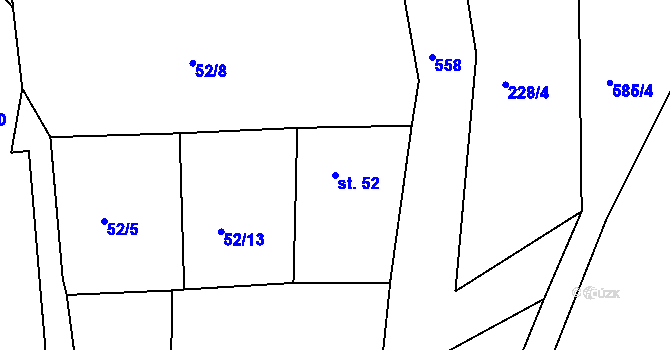 Parcela st. 52 v KÚ Lhota u Choryně, Katastrální mapa