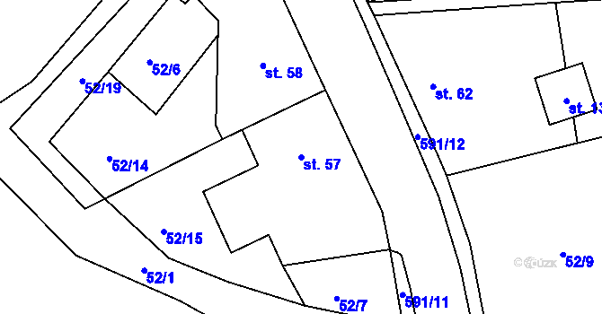 Parcela st. 57 v KÚ Lhota u Choryně, Katastrální mapa