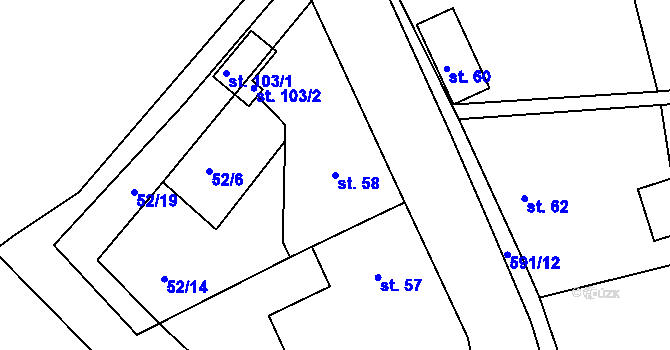 Parcela st. 58 v KÚ Lhota u Choryně, Katastrální mapa