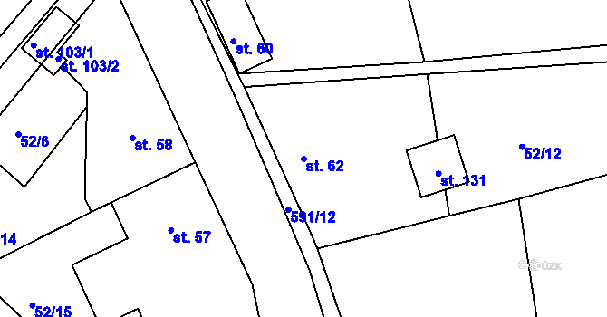 Parcela st. 62 v KÚ Lhota u Choryně, Katastrální mapa