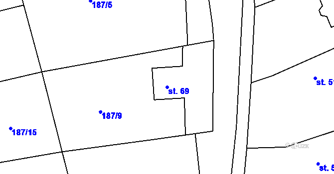 Parcela st. 69 v KÚ Lhota u Choryně, Katastrální mapa