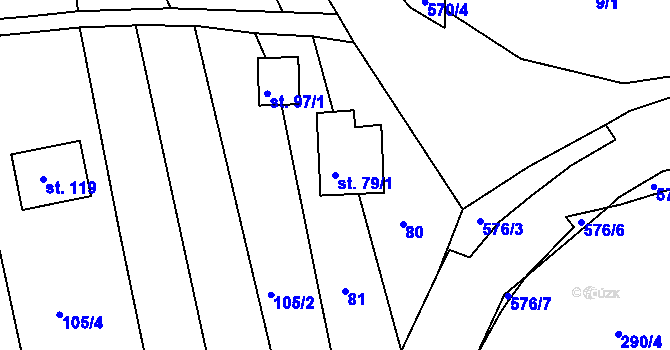 Parcela st. 79/1 v KÚ Lhota u Choryně, Katastrální mapa