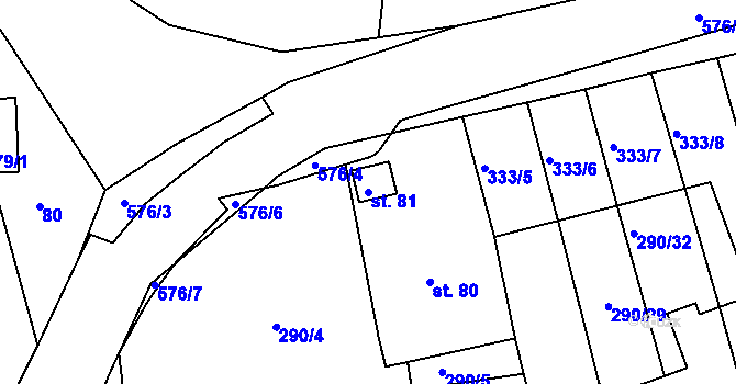 Parcela st. 81 v KÚ Lhota u Choryně, Katastrální mapa