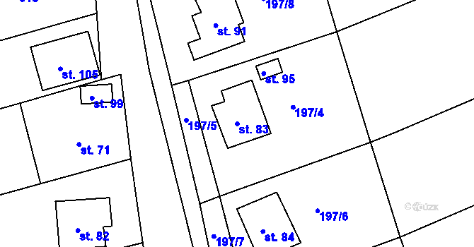 Parcela st. 83 v KÚ Lhota u Choryně, Katastrální mapa