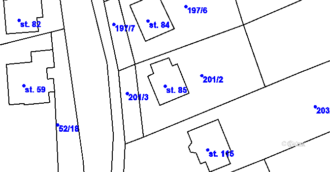 Parcela st. 85 v KÚ Lhota u Choryně, Katastrální mapa
