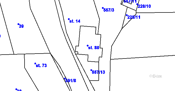 Parcela st. 88 v KÚ Lhota u Choryně, Katastrální mapa