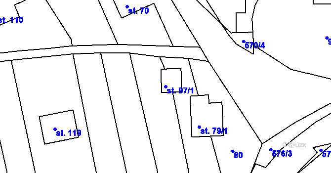 Parcela st. 97/1 v KÚ Lhota u Choryně, Katastrální mapa