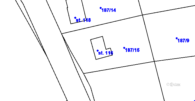 Parcela st. 116 v KÚ Lhota u Choryně, Katastrální mapa