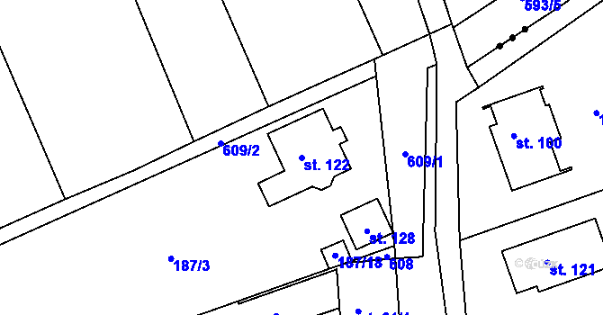 Parcela st. 122 v KÚ Lhota u Choryně, Katastrální mapa