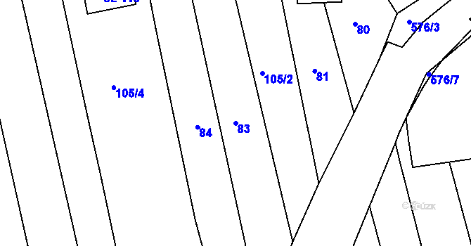Parcela st. 83 v KÚ Lhota u Choryně, Katastrální mapa
