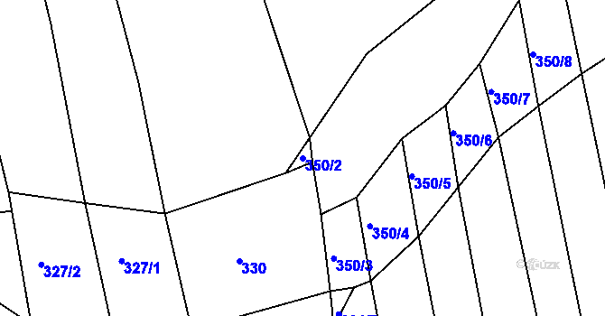Parcela st. 350/2 v KÚ Lhota u Choryně, Katastrální mapa