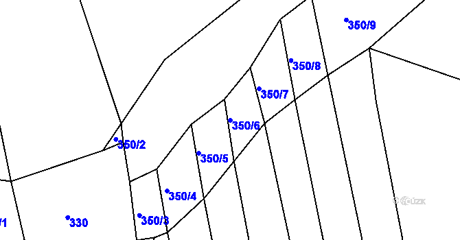 Parcela st. 350/6 v KÚ Lhota u Choryně, Katastrální mapa