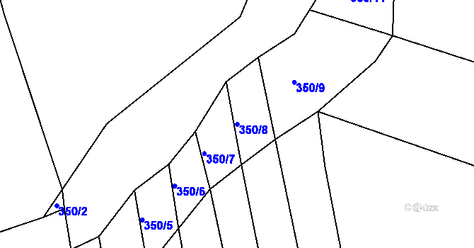 Parcela st. 350/8 v KÚ Lhota u Choryně, Katastrální mapa