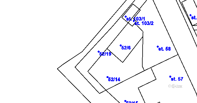 Parcela st. 52/19 v KÚ Lhota u Choryně, Katastrální mapa