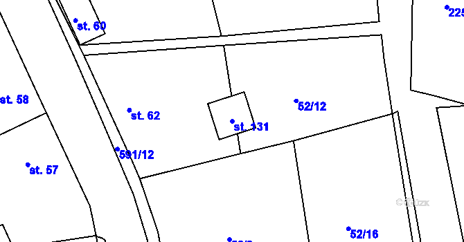 Parcela st. 131 v KÚ Lhota u Choryně, Katastrální mapa