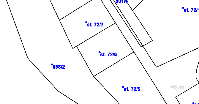 Parcela st. 72/6 v KÚ Lhota u Chroustovic, Katastrální mapa