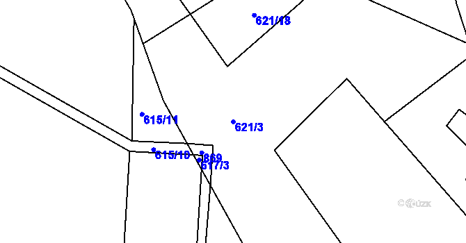 Parcela st. 621/3 v KÚ Lhota u Chroustovic, Katastrální mapa