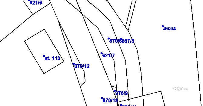 Parcela st. 621/7 v KÚ Lhota u Chroustovic, Katastrální mapa