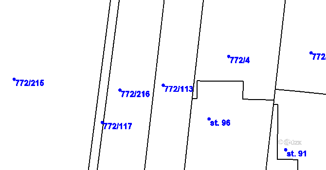 Parcela st. 772/113 v KÚ Lhota u Chroustovic, Katastrální mapa
