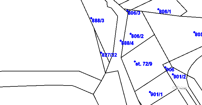 Parcela st. 827/32 v KÚ Lhota u Chroustovic, Katastrální mapa