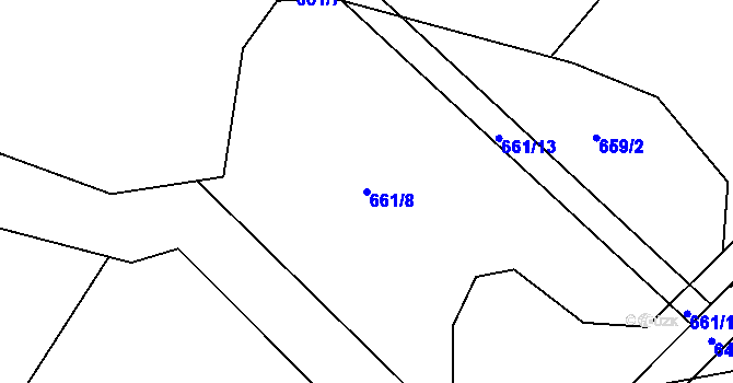 Parcela st. 661/8 v KÚ Lhota u Chroustovic, Katastrální mapa