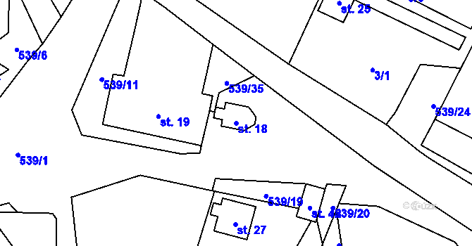 Parcela st. 18 v KÚ Lhota u Kamenice nad Lipou, Katastrální mapa